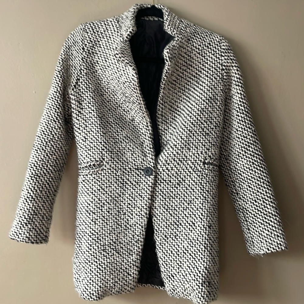 Vintage Black & White Wool Coat